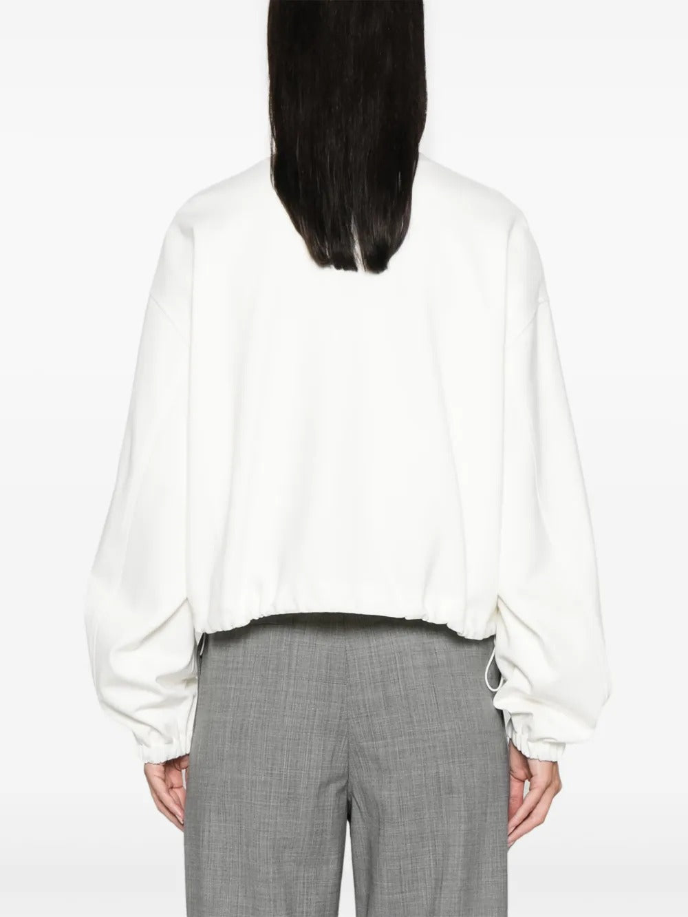 Fabiana Filippi Cropped Bomber with Knit Collar - White