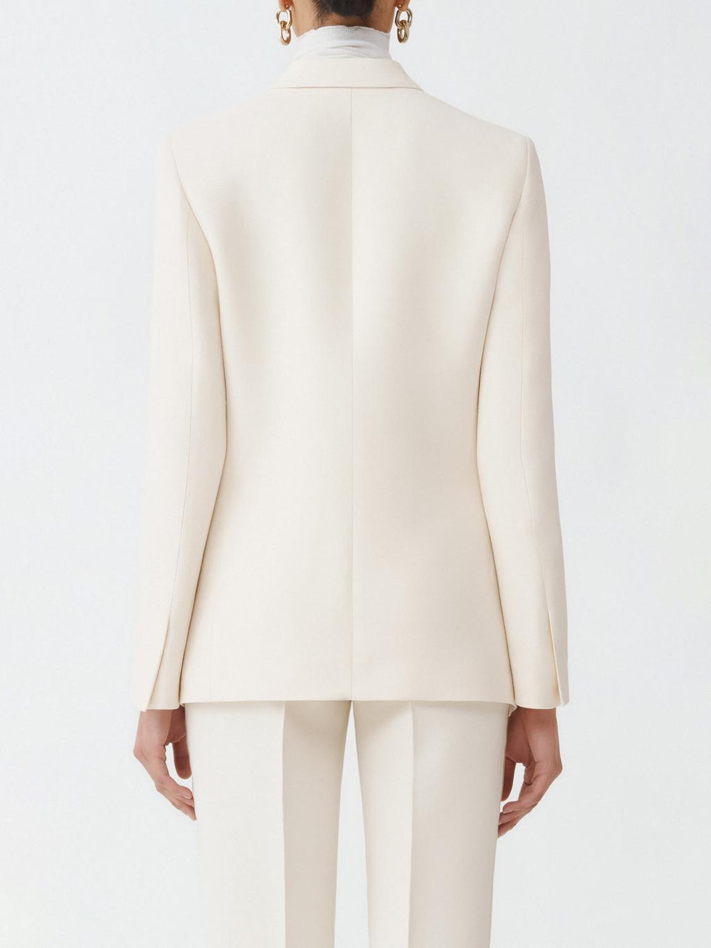 Fabiana Filippi Wool Silk Crepe Double-Breasted Tuxedo Jacket - Ivory