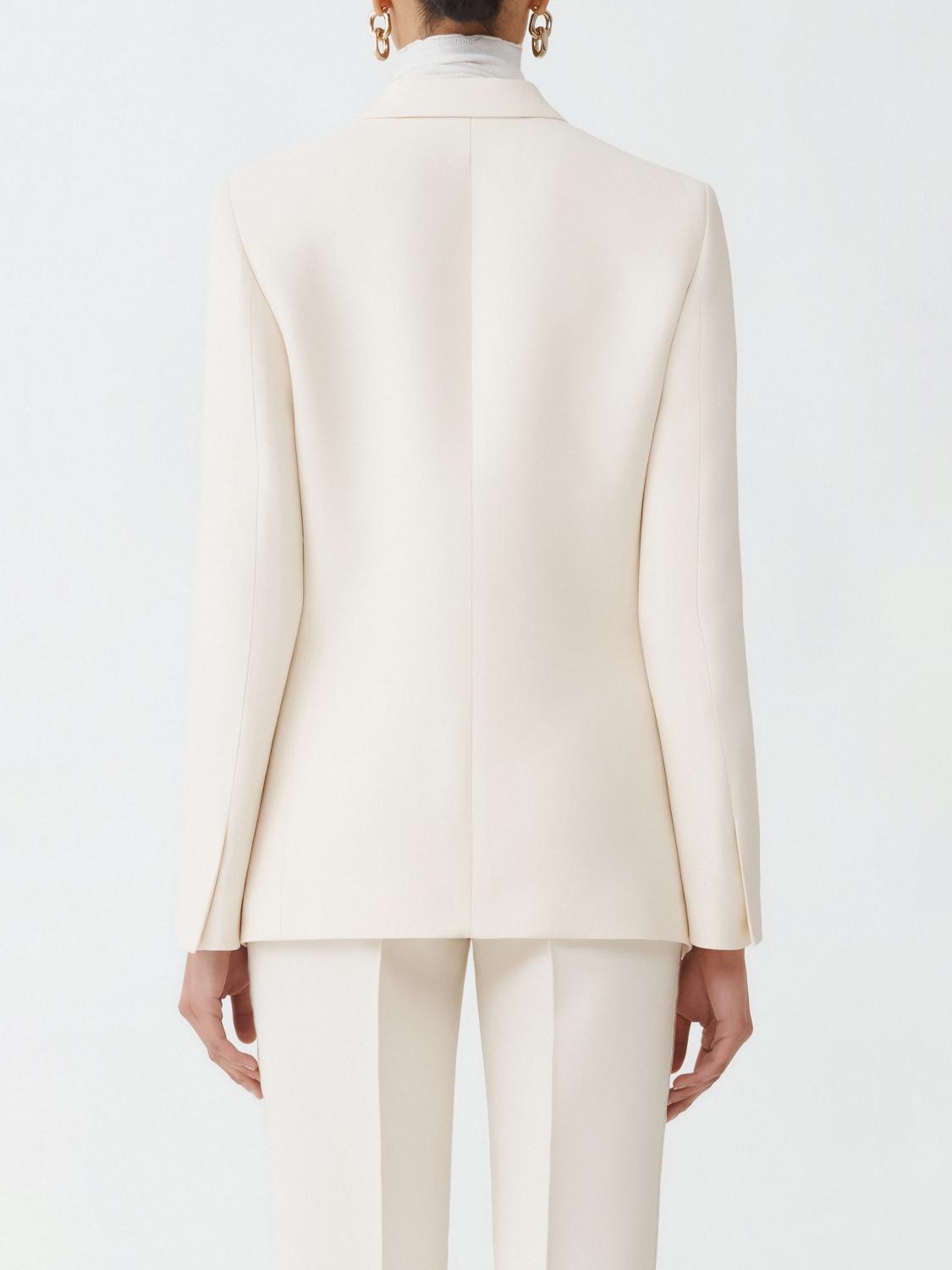 Fabiana Filippi Wool Silk Crepe Double-Breasted Tuxedo Jacket - Ivory