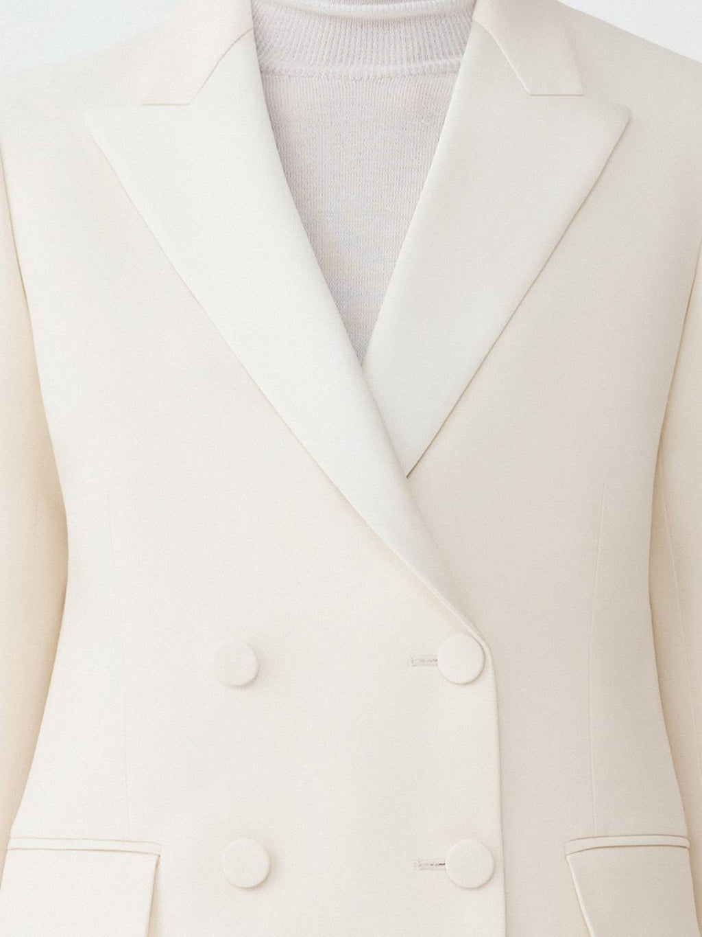 Fabiana Filippi Wool Silk Crepe Double-Breasted Tuxedo Jacket - Ivory
