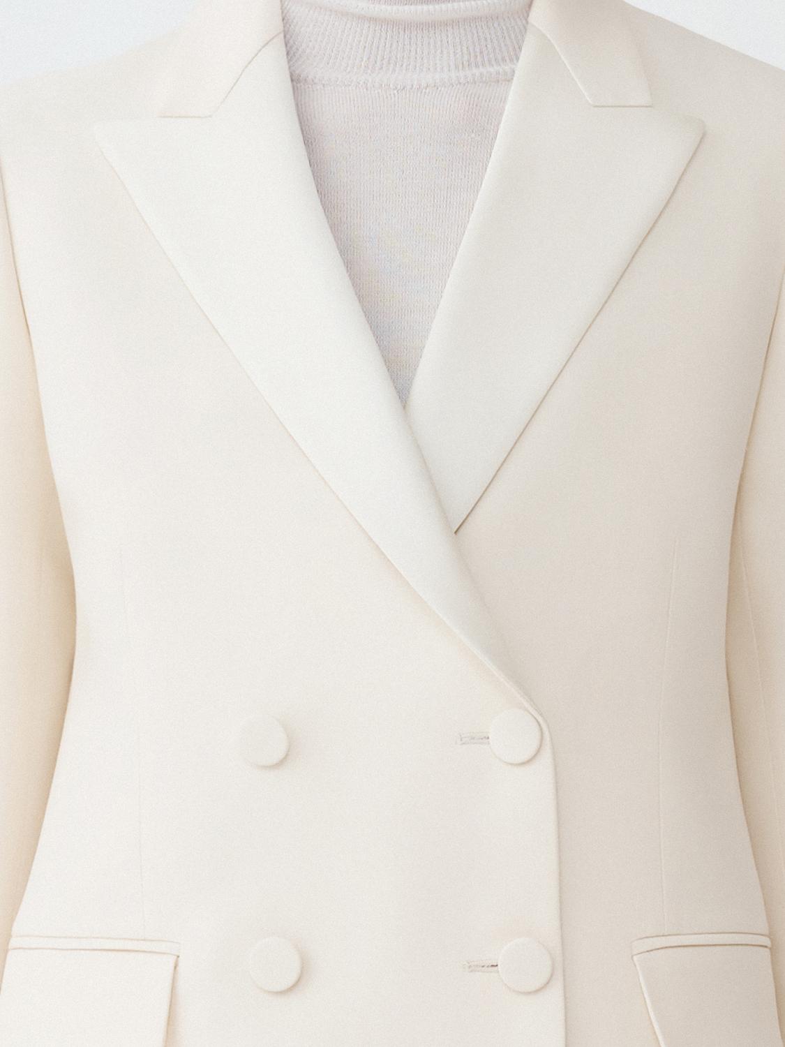 Fabiana Filippi Wool Silk Crepe Double-Breasted Tuxedo Jacket - Ivory