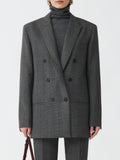 Fabiana Filippi Prince of Wales Oversize Double-Breasted Jacket - Dark Grey/Black