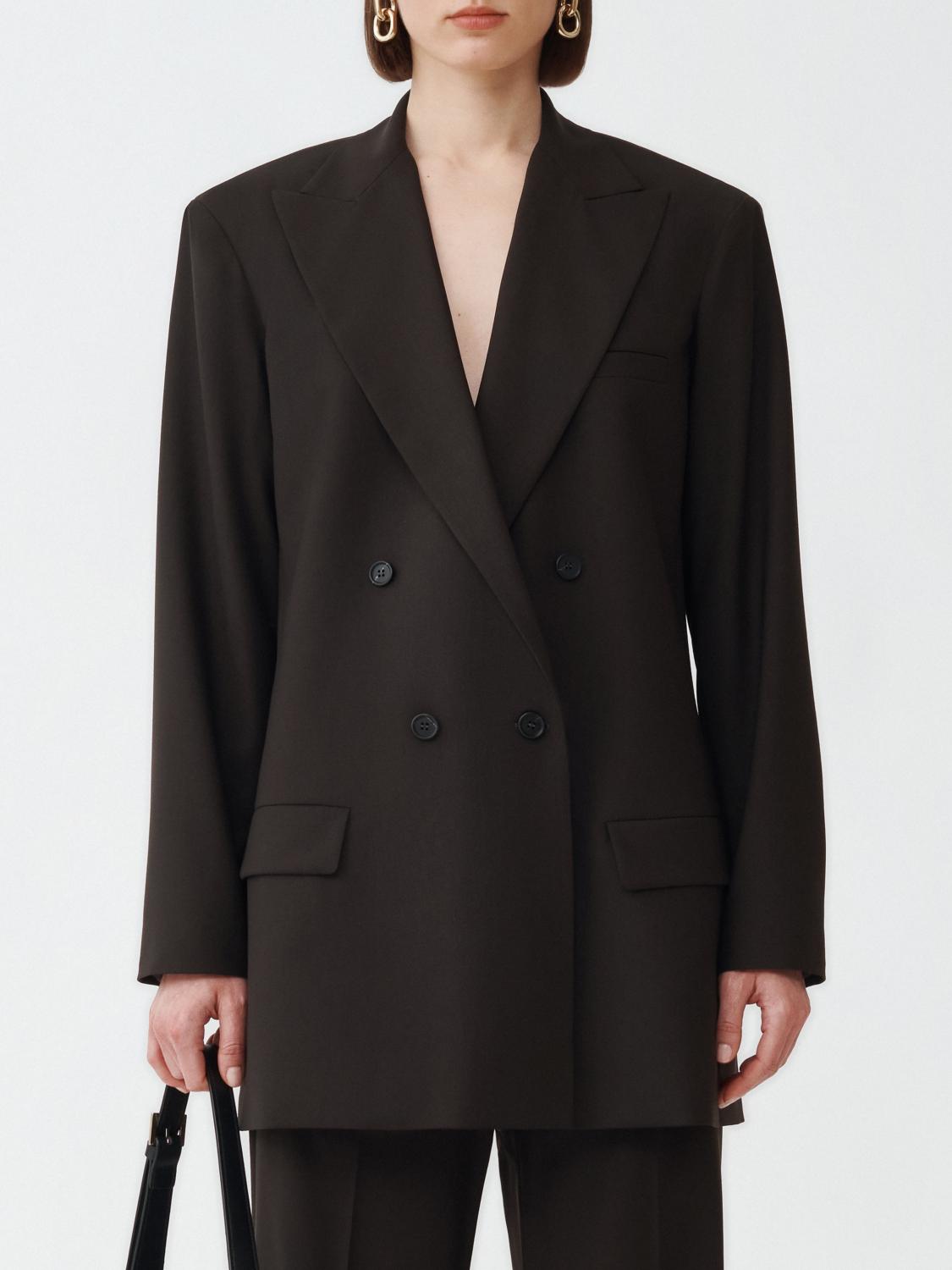 Fabiana Filippi Bistretch Wool Oversize Double-Breasted Jacket - Dark Brown
