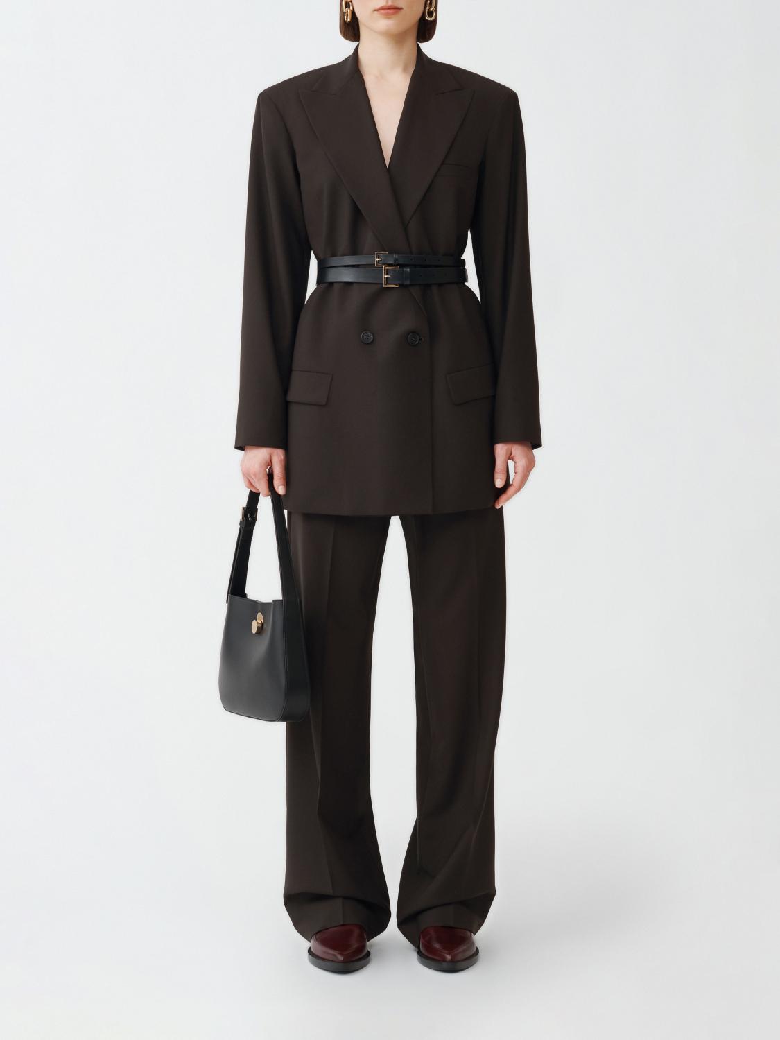 Fabiana Filippi Bistretch Wool Oversize Double-Breasted Jacket - Dark Brown