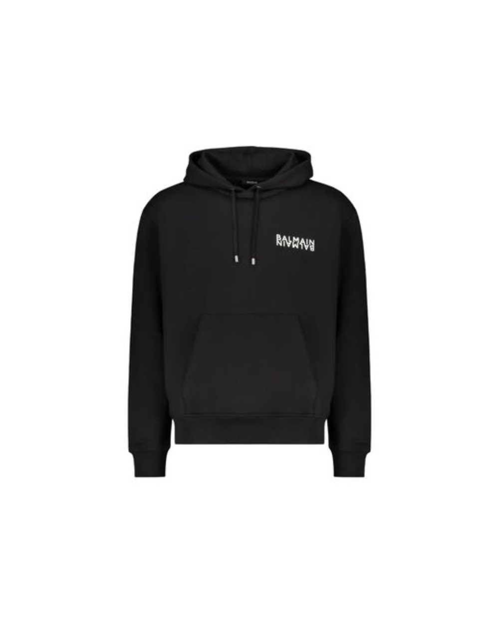 Balmain Black Double Logo Cotton Hoodie