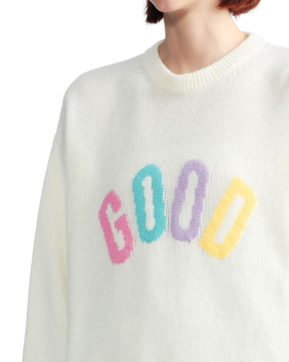 IRENEISGOOD Women's Graphic Sweater in White – Size XS