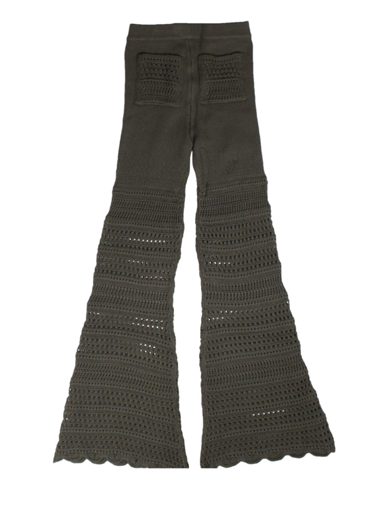 Amiri Checkered Crochet Flare Pants- Military Green