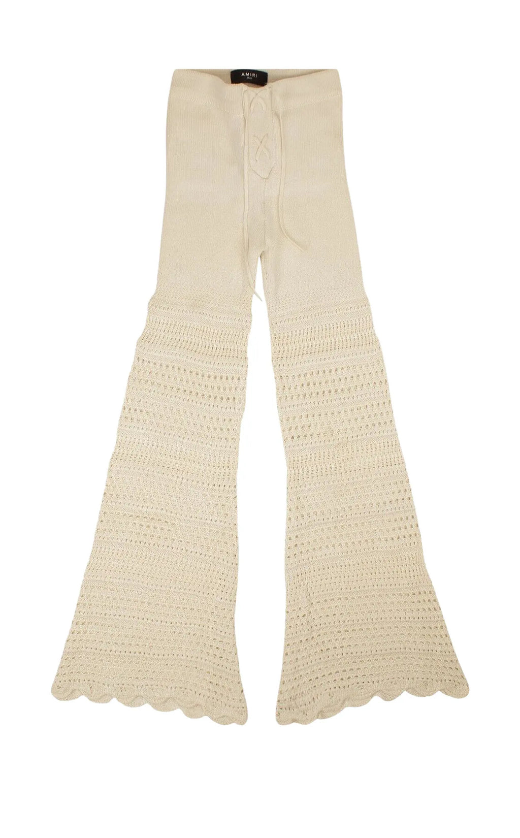 Amiri Checkered Crochet Flare Pants- Ivory
