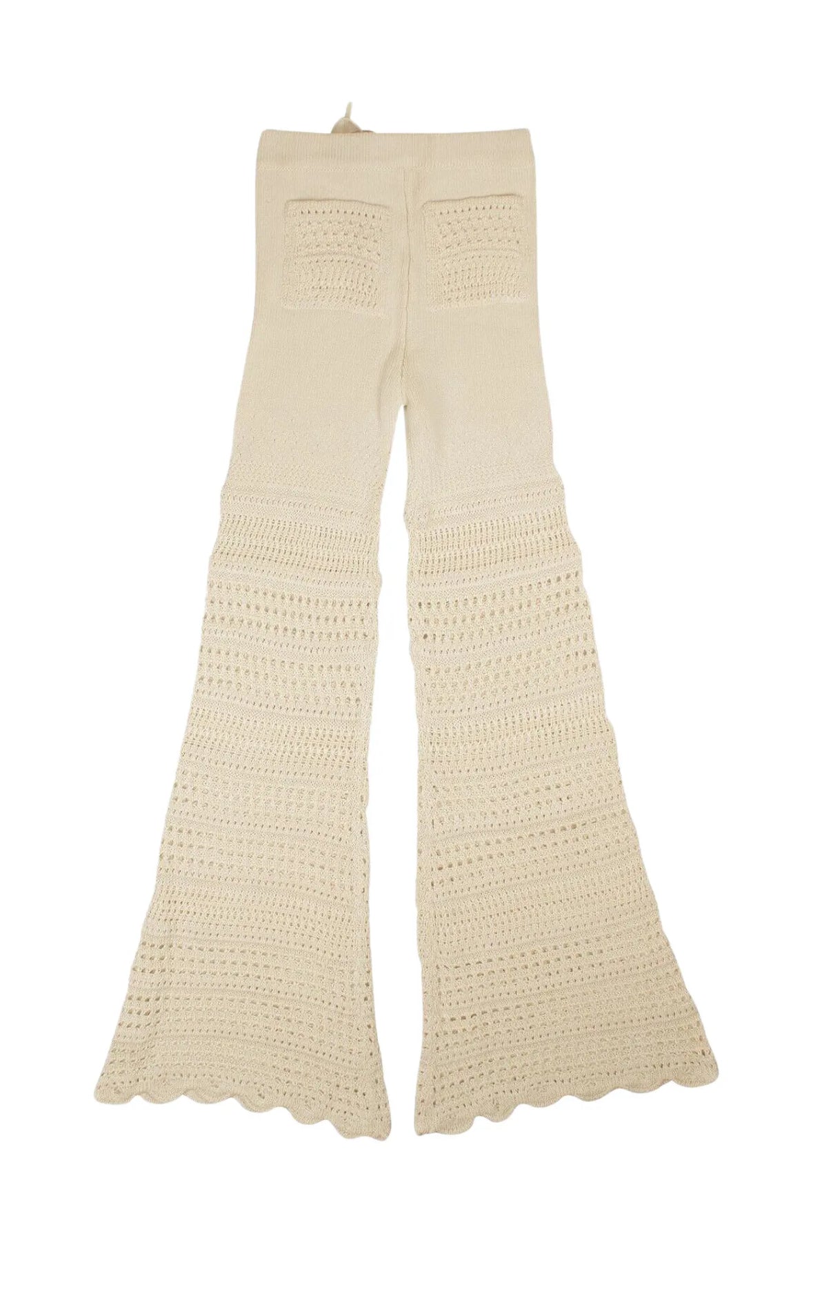 Amiri Checkered Crochet Flare Pants- Ivory