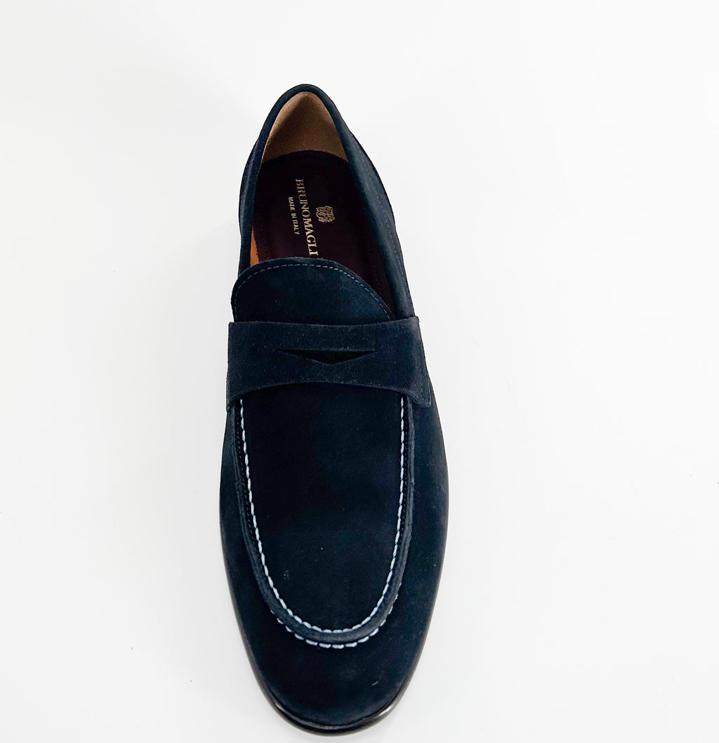 Bruno Magli Silas Navy Suede Leather Loafers