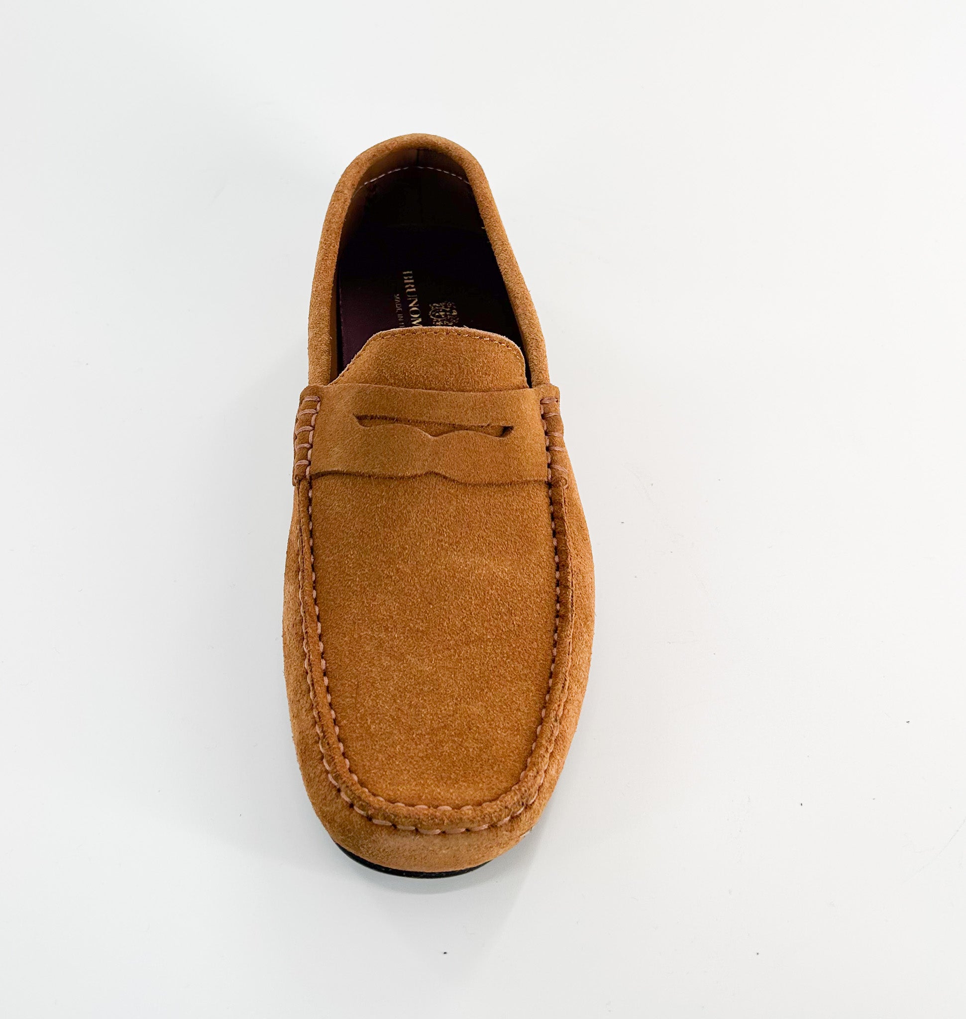 Bruno Magli Xane Congac Suede Driver Moccasin Shoes