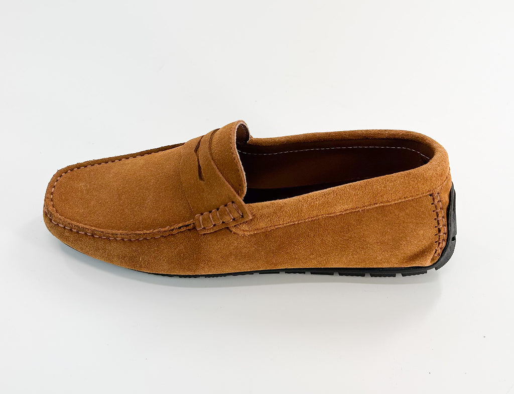 Bruno Magli Xane Congac Suede Driver Moccasin Shoes