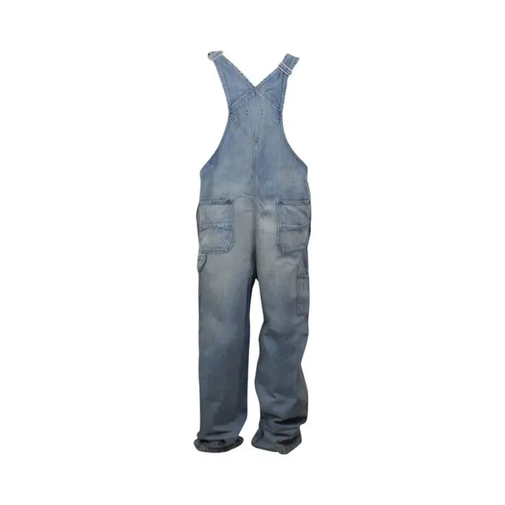 Amiri OVERALLS / WHITE TOPSTITCHING- Clay Indigo / Tobacco