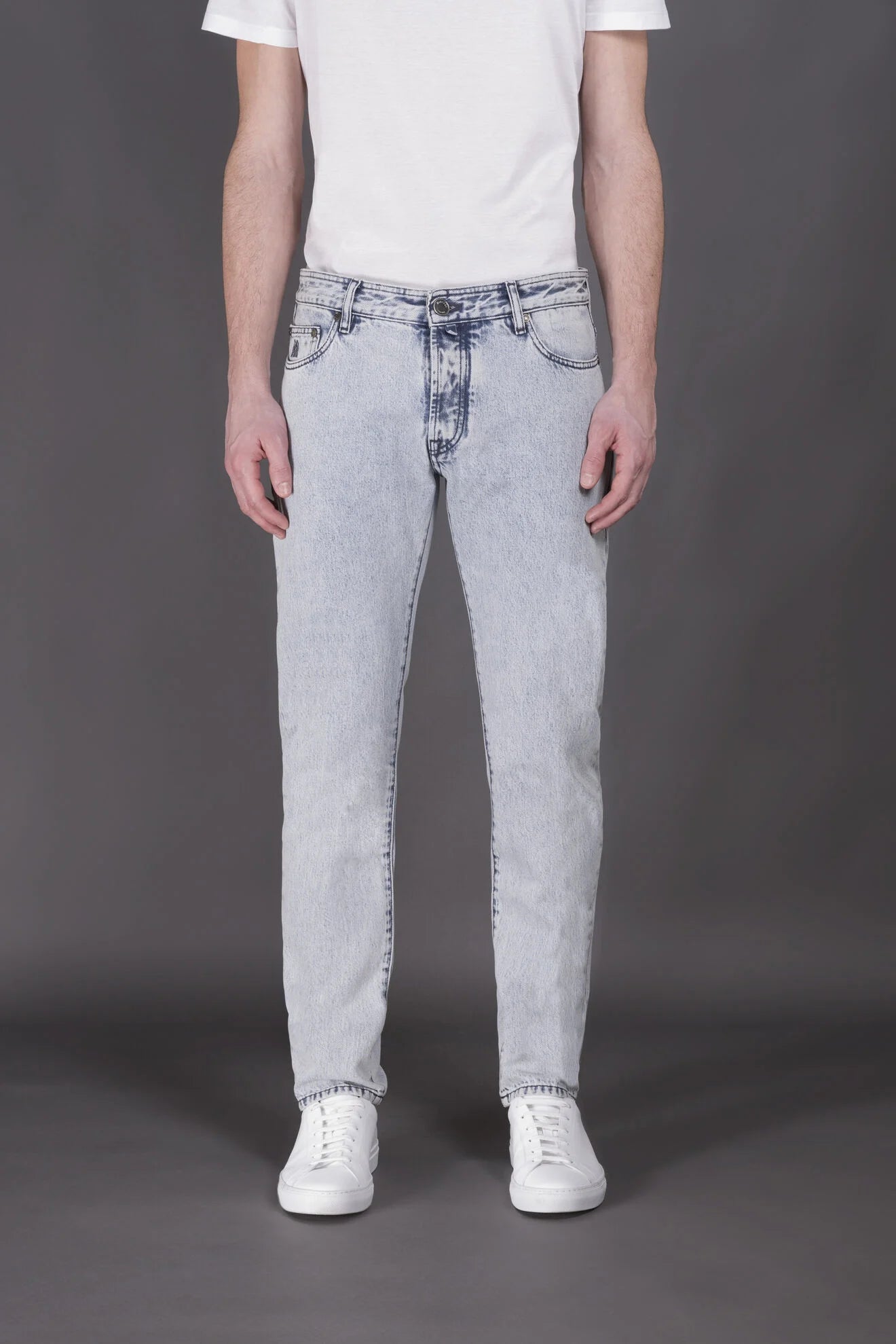 Moorer Pavel 34 Blue Cotton Denim Tapered Jeans