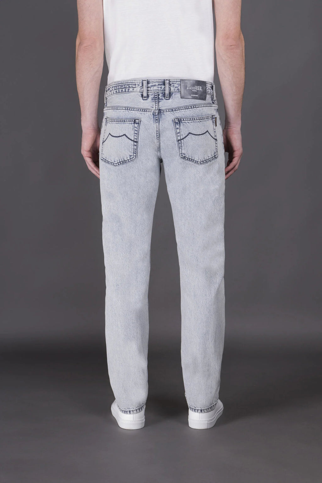 Moorer Pavel 34 Blue Cotton Denim Tapered Jeans
