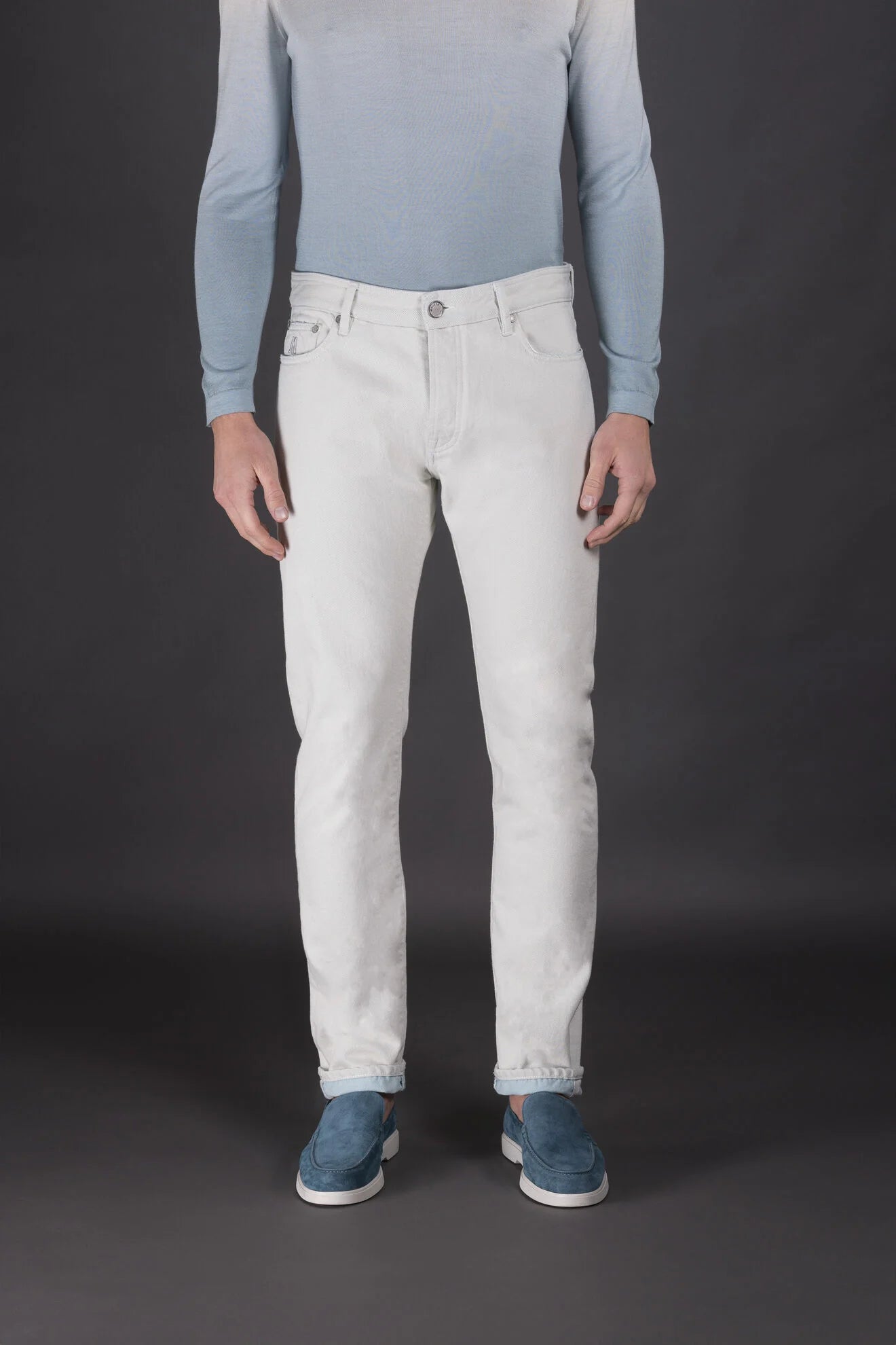 Moorer Pavel 55 Azzurro Cotton Tapered Denim Jeans