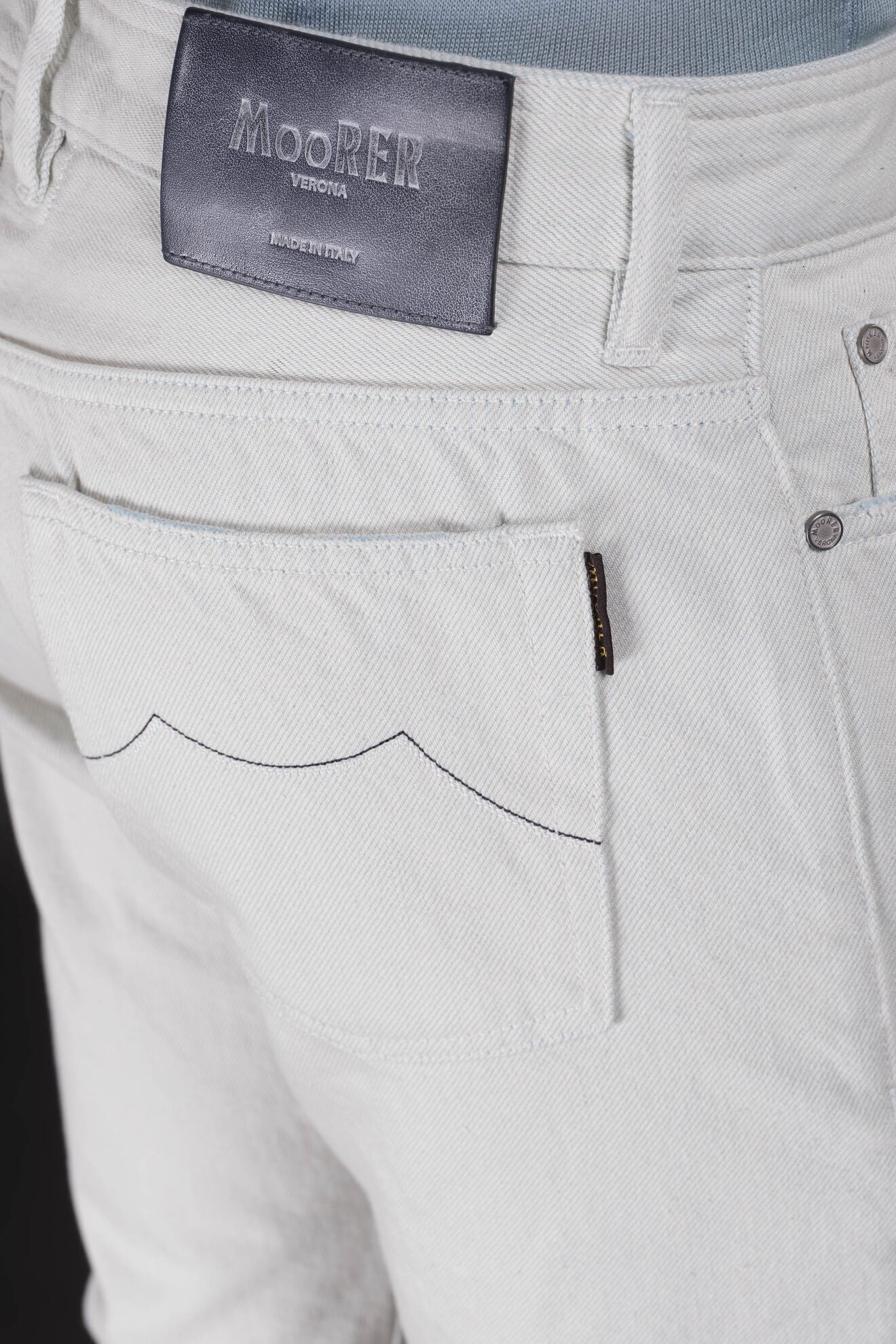 Moorer Pavel 55 Azzurro Cotton Tapered Denim Jeans