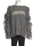 Nahmias Crewneck Poncho Fringe Sweater  'Gray'