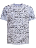 Marni Scribbled Motif Organic Cotton T-Shirt - Illusion Blue