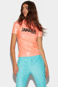 Dsquared2 Women's Glossy Jamaica Coated Jersey T-Shirt - Nude