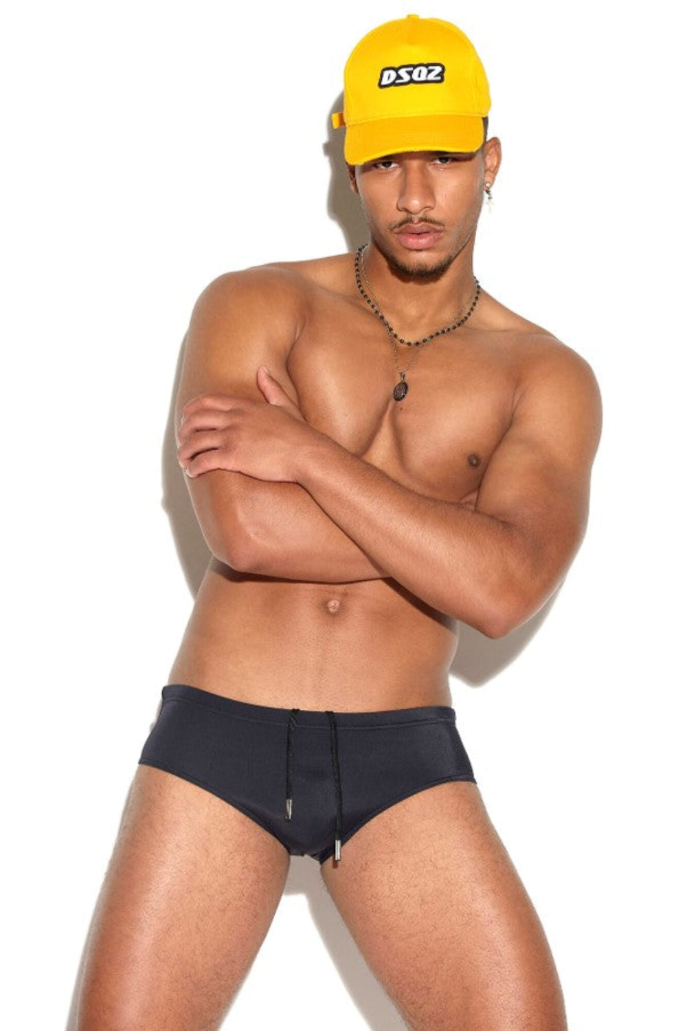 Dsquared2 Men's D2 Icon Elastane Mix Swim Briefs - Black/Coral