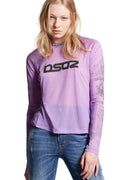Dsquared2 Women's DSQ2 Surf Club Sheer Viscose Jersey Long Sleeve T-Shirt - Lilac