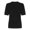 Fabiana Filippi Platinum Short Sleeve Sweater with Jais Piping on Collar - Black