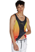 Dsquared2 Men's Sport Fit Polyester Jersey Tank Top - Red/Yellow