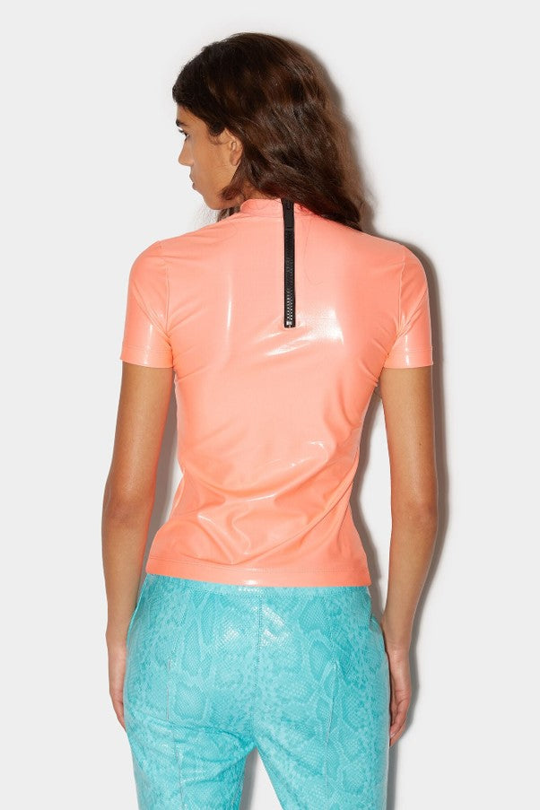 Dsquared2 Women's Glossy Jamaica Coated Jersey T-Shirt - Nude