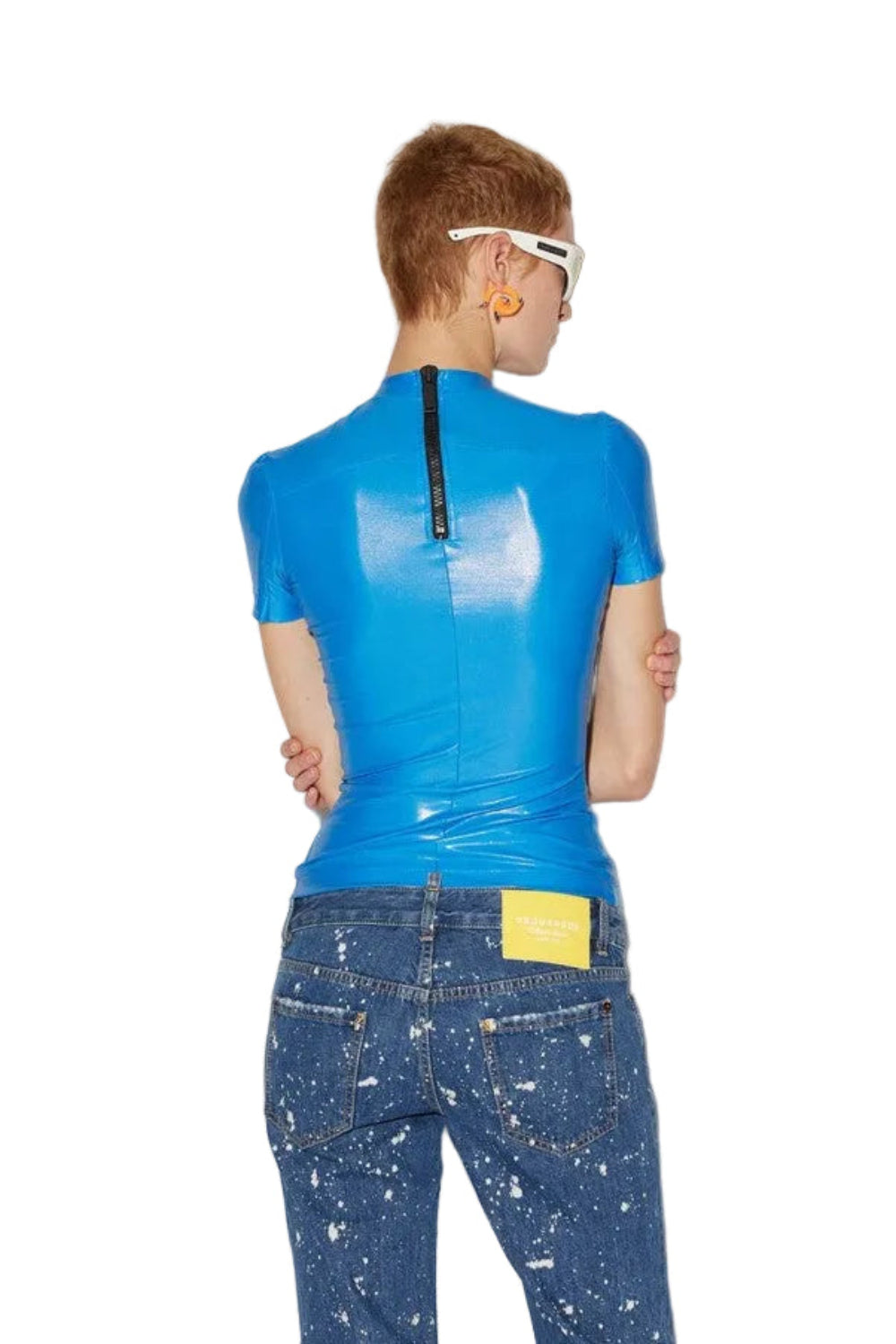 Dsquared2 Women's Glossy Jamaica Coated Jersey T-Shirt - Ink Blue