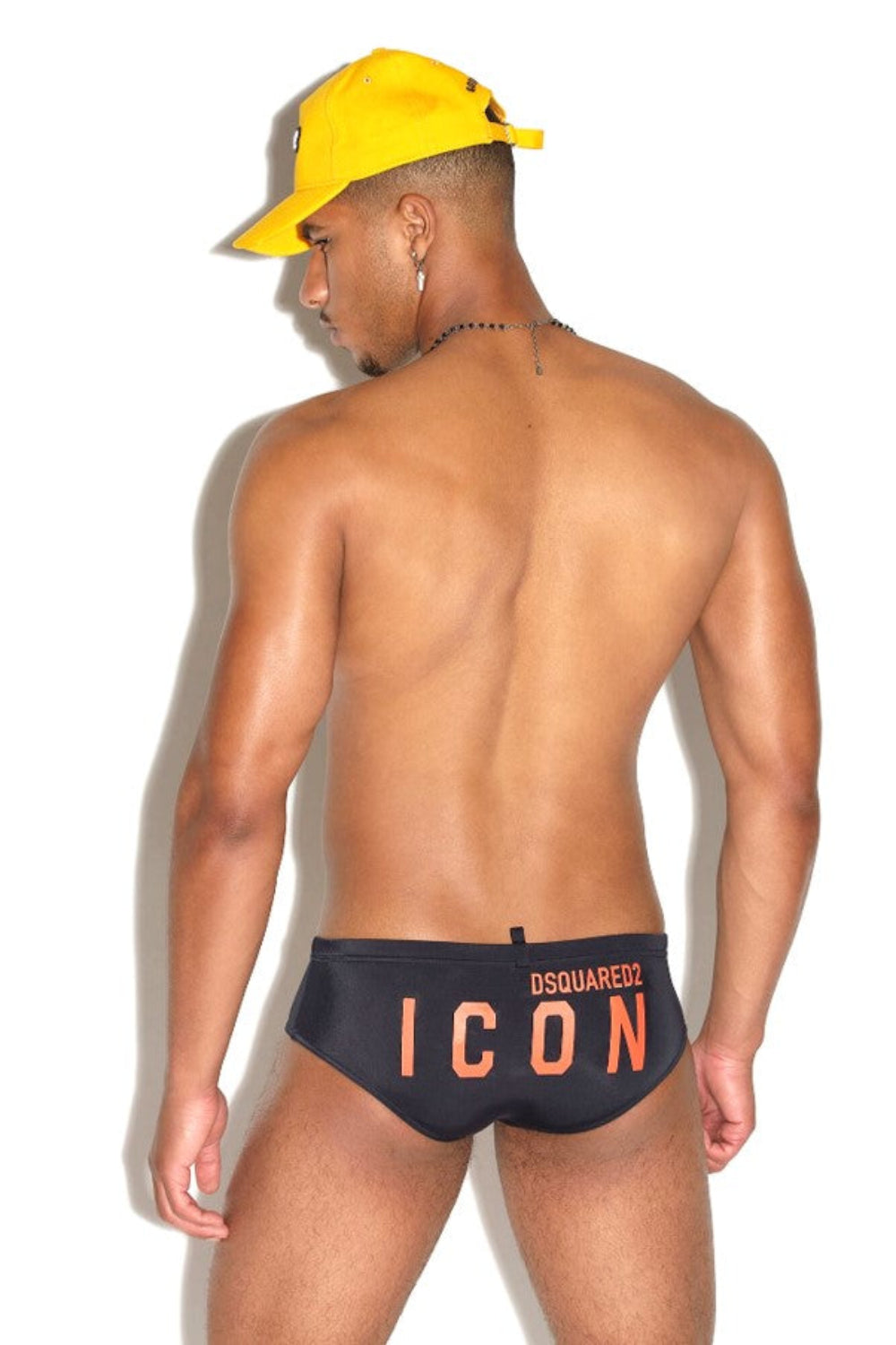 Dsquared2 Men's D2 Icon Elastane Mix Swim Briefs - Black/Coral