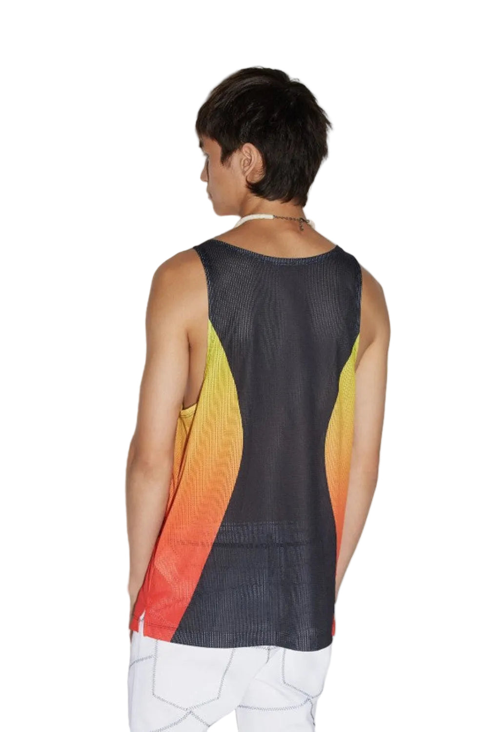 Dsquared2 Men's Sport Fit Polyester Jersey Tank Top - Red/Yellow
