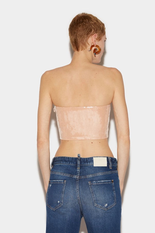 Dsquared2 Women's Disco Sequin Tube Top - Sand