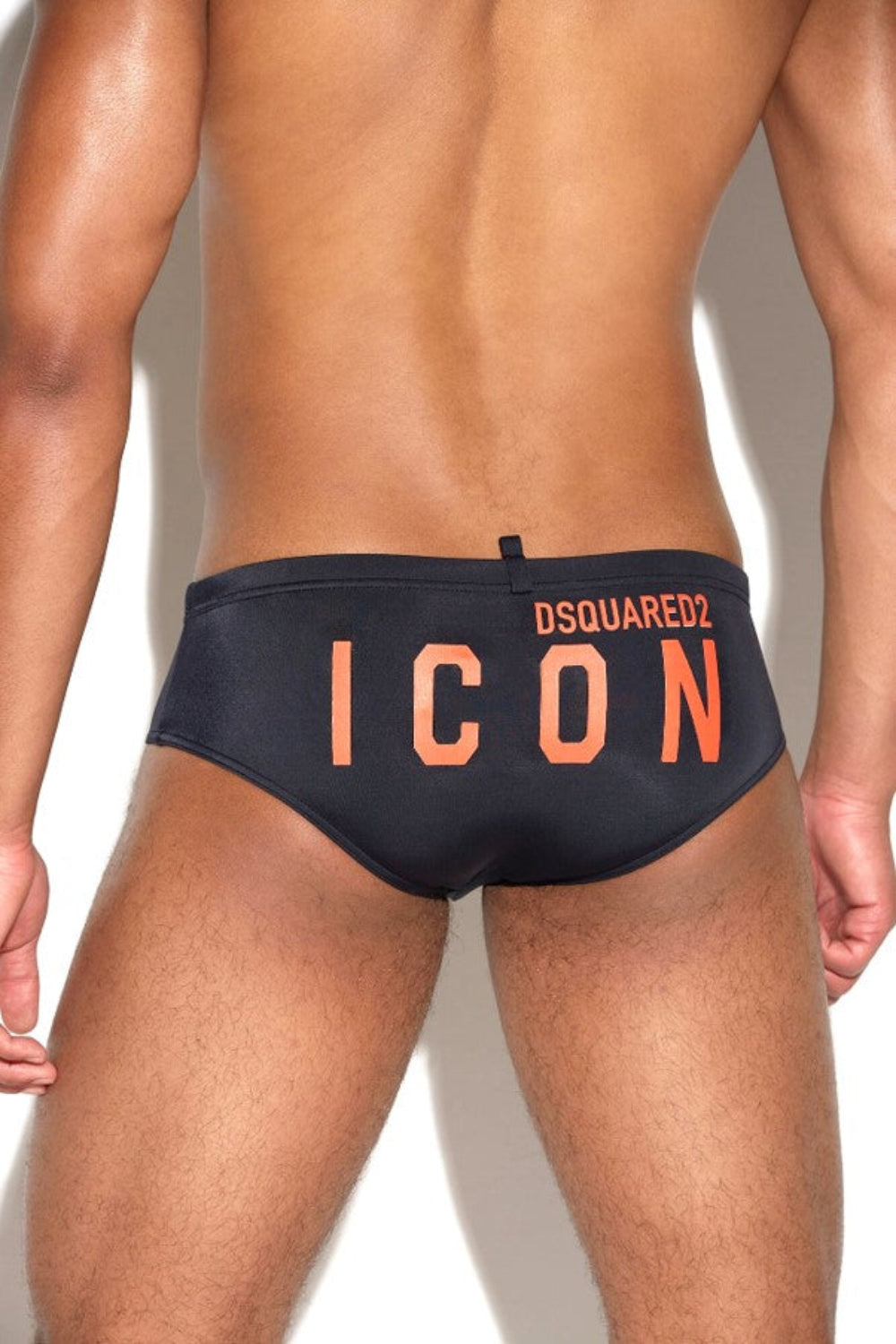 Dsquared2 Men's D2 Icon Elastane Mix Swim Briefs - Black/Coral