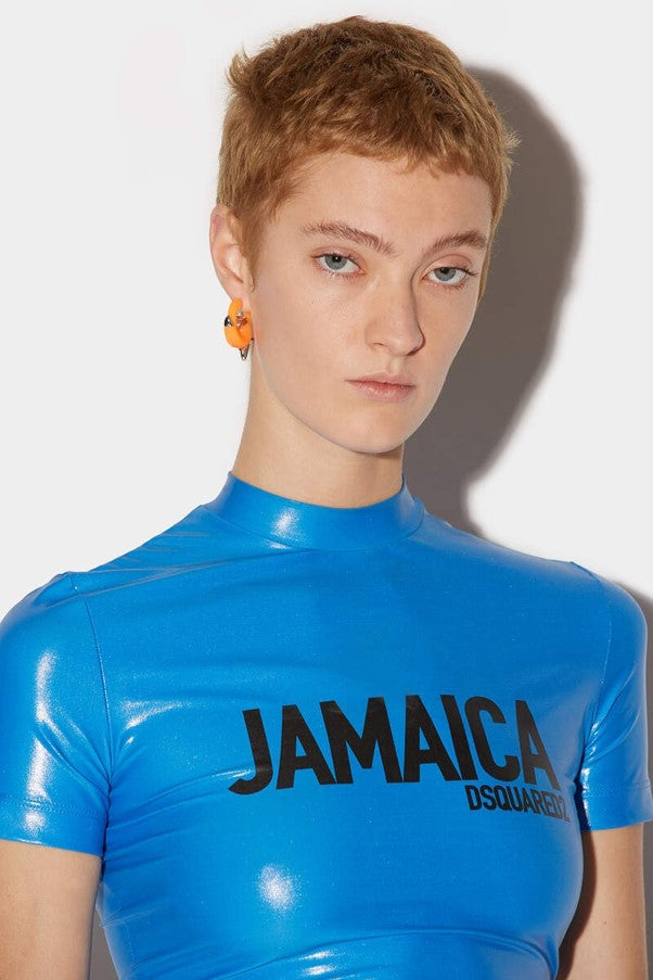 Dsquared2 Women's Glossy Jamaica Coated Jersey T-Shirt - Ink Blue