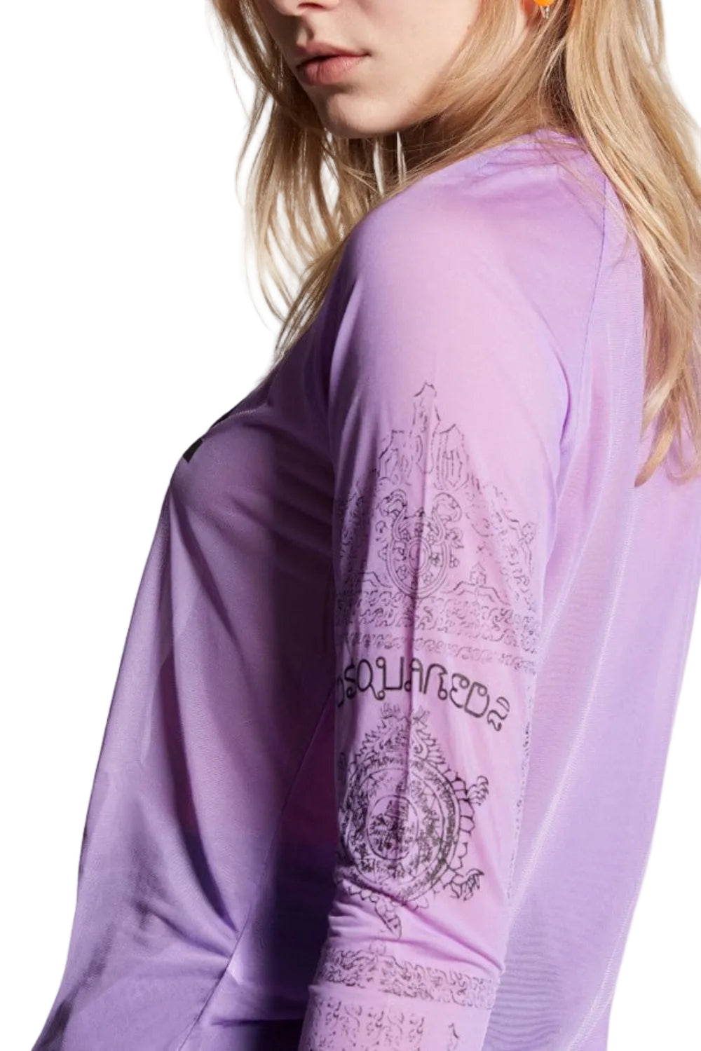 Dsquared2 Women's DSQ2 Surf Club Sheer Viscose Jersey Long Sleeve T-Shirt - Lilac