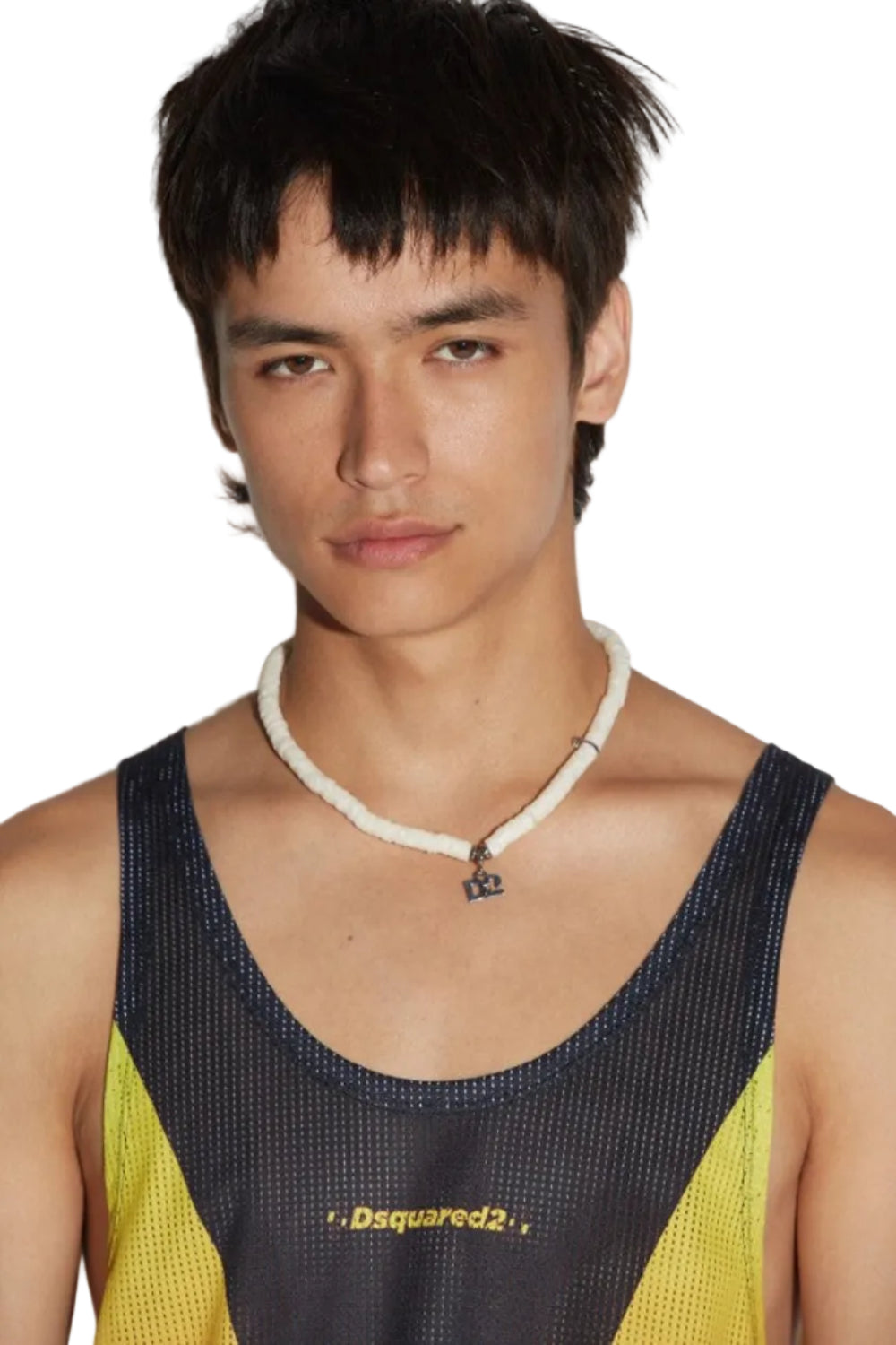 Dsquared2 Men's Sport Fit Polyester Jersey Tank Top - Red/Yellow