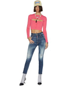 Dsquared2 Women's High Waist Crop Twiggy Stretch Denim Jeans - Navy Blue