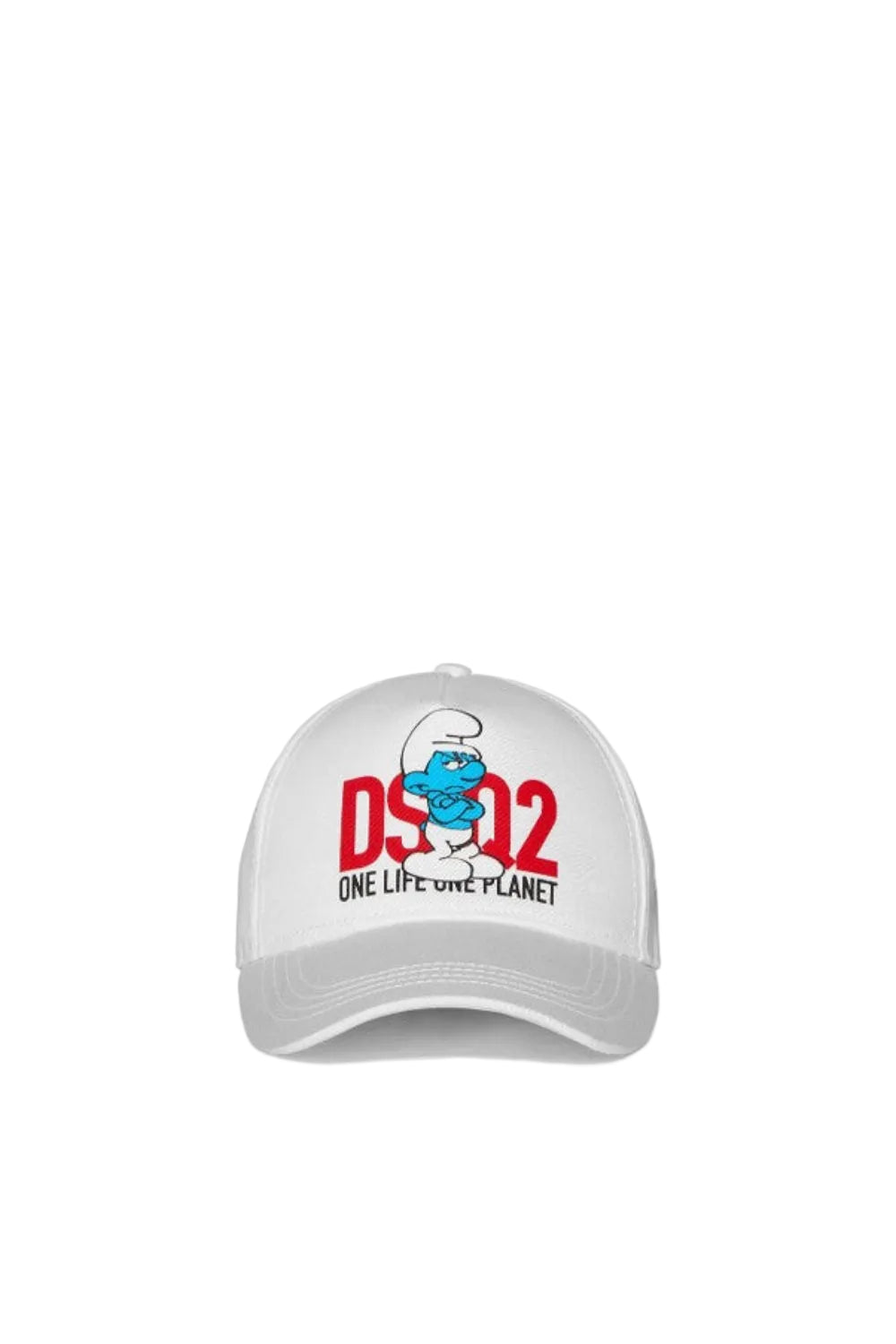 Dsquared2 Women's DSQ2 Grouchy Smurf Print Organic Cotton Gabardine Baseball Cap - White