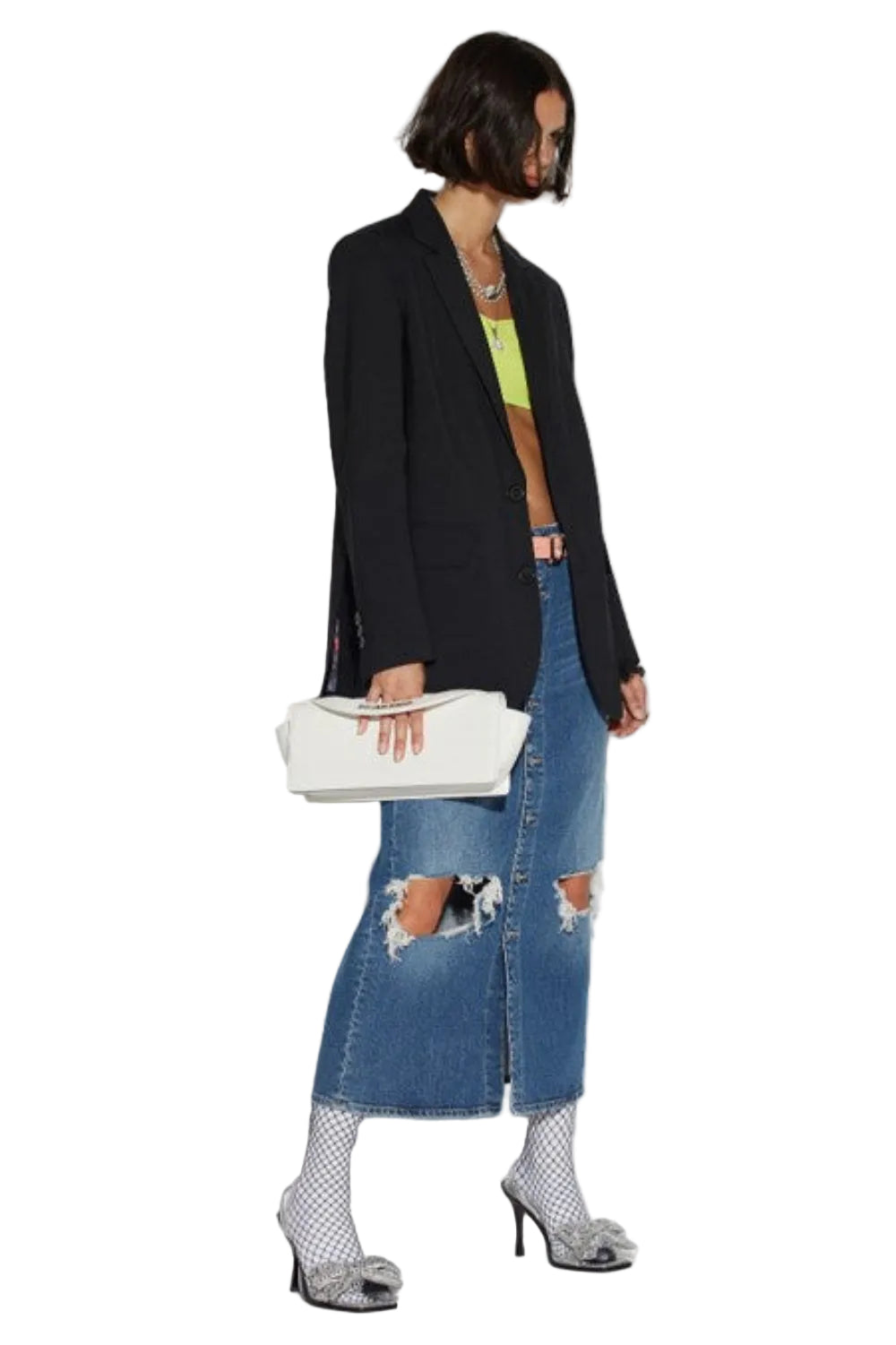 Dsquared2 Women's Ripped-Knee Stretch Denim Skirt - Navy Blue