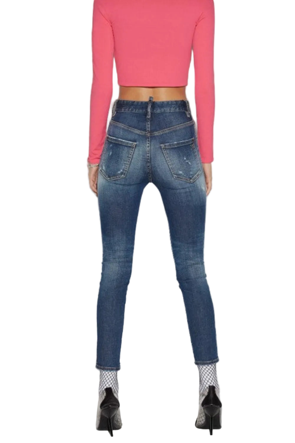 Dsquared2 Women's High Waist Crop Twiggy Stretch Denim Jeans - Navy Blue