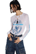 Dsquared2 Women's D2 Wave Twins Sheer Viscose Jersey Long Sleeve T-Shirt - White