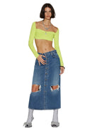 Dsquared2 Women's Ripped-Knee Stretch Denim Skirt - Navy Blue