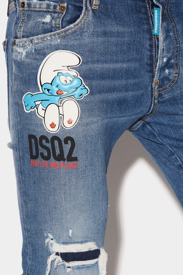 Dsquared2 Men's Smurfs Skater Stretch Denim Jeans - Navy Blue