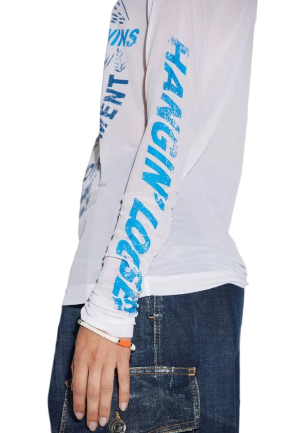 Dsquared2 Women's D2 Wave Twins Sheer Viscose Jersey Long Sleeve T-Shirt - White