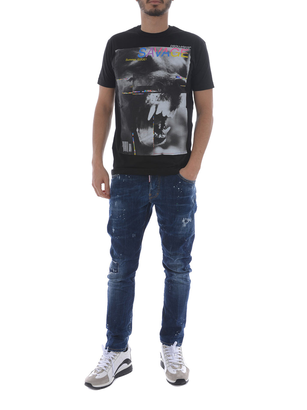 Dsquared2 Men's Savage Print Graphic Cotton T-Shirt - Black