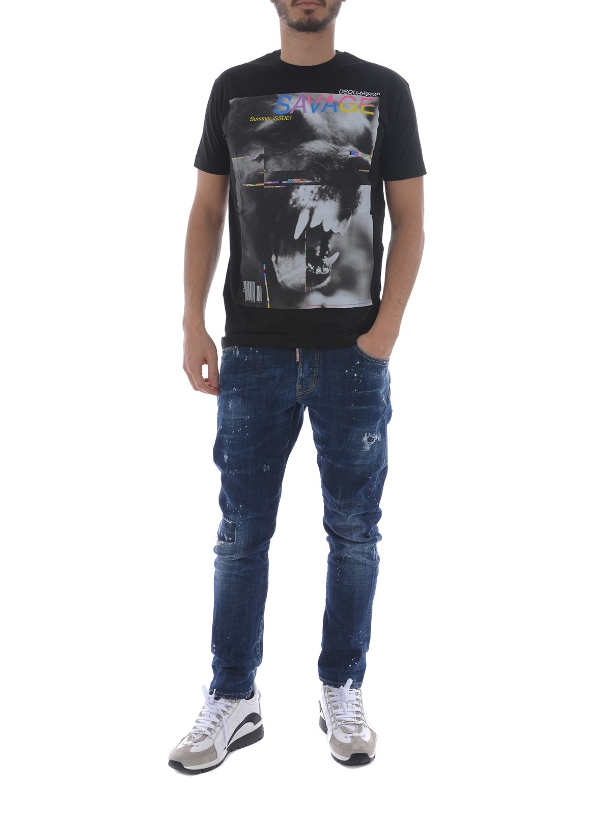 Dsquared2 Men's Savage Print Graphic Cotton T-Shirt - Black