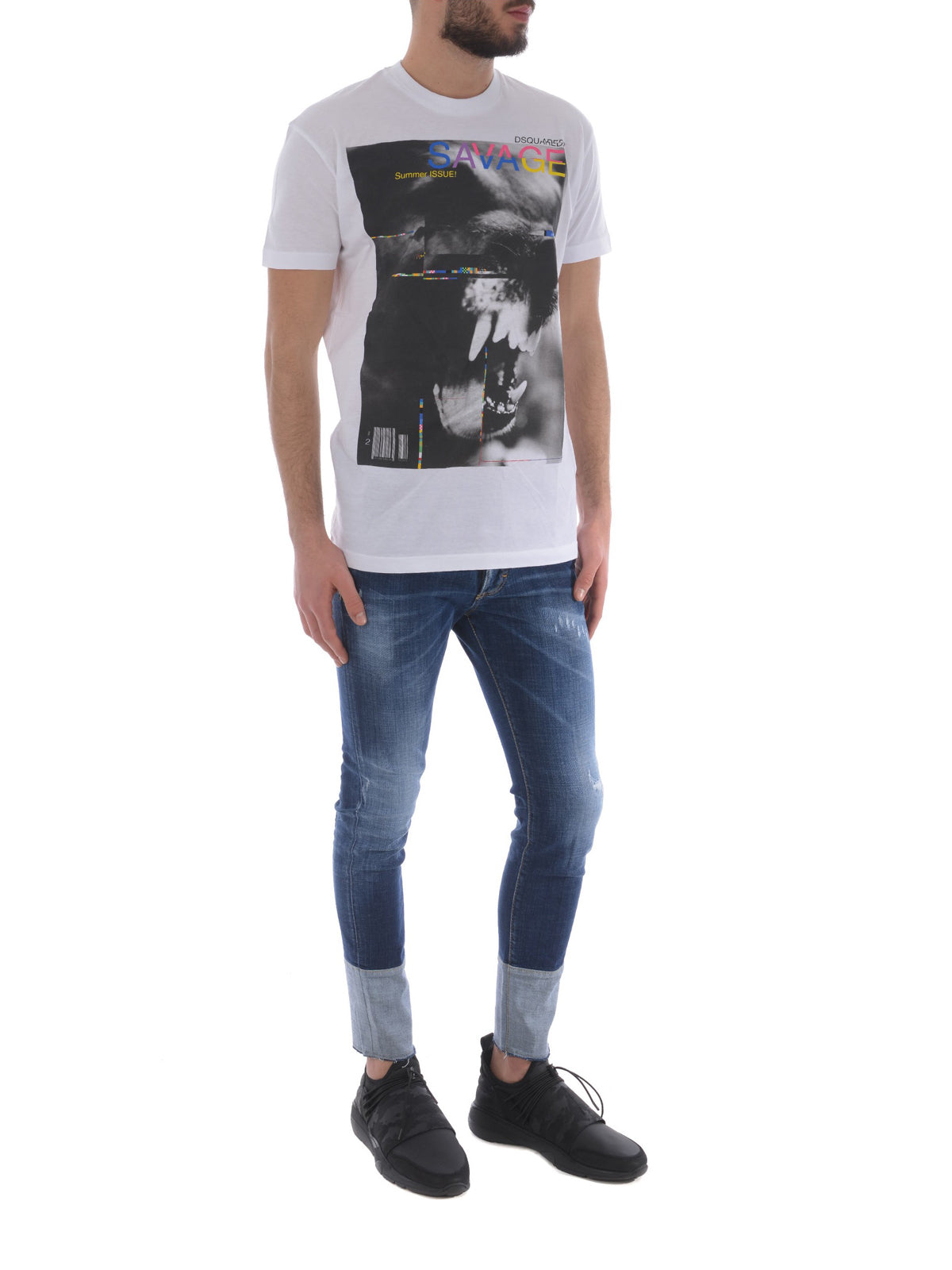 Dsquared2 Men's Savage Print Graphic Cotton T-Shirt - White