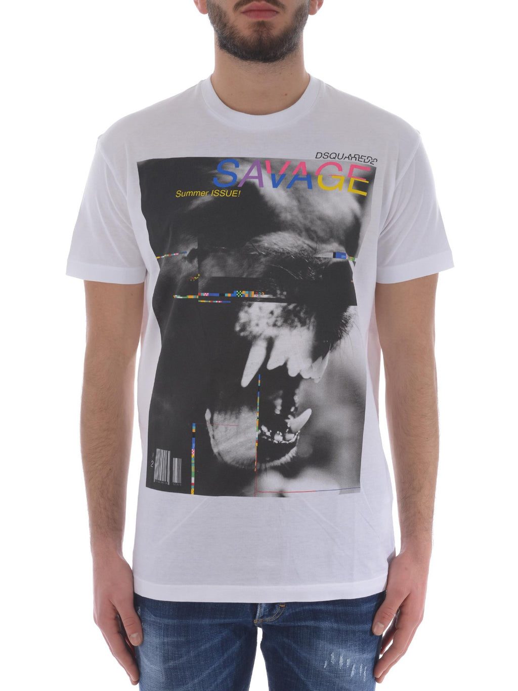 Dsquared2 Men's Savage Print Graphic Cotton T-Shirt - White