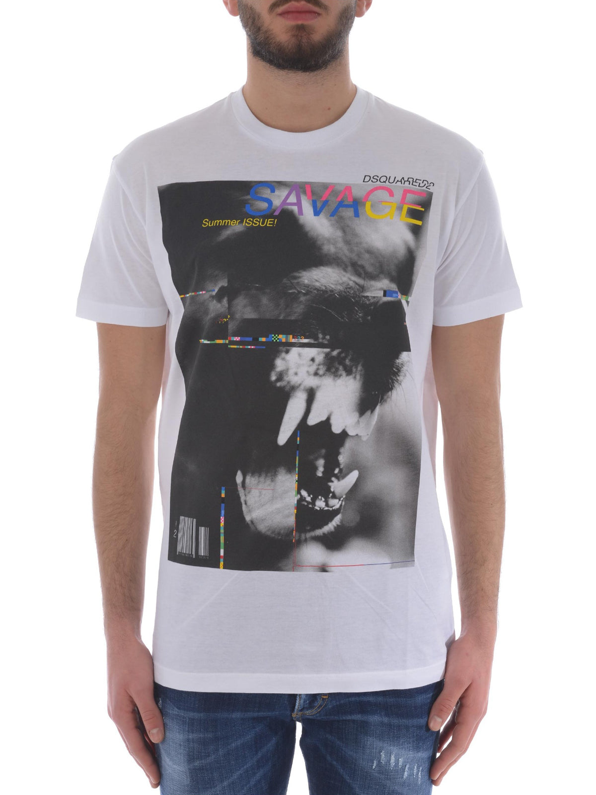 Dsquared2 Men's Savage Print Graphic Cotton T-Shirt - White